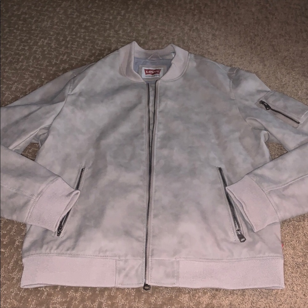 Levi’s Men’s Size XL Light Gray Faux Sheepskin Leather/Faux Suede Jacket